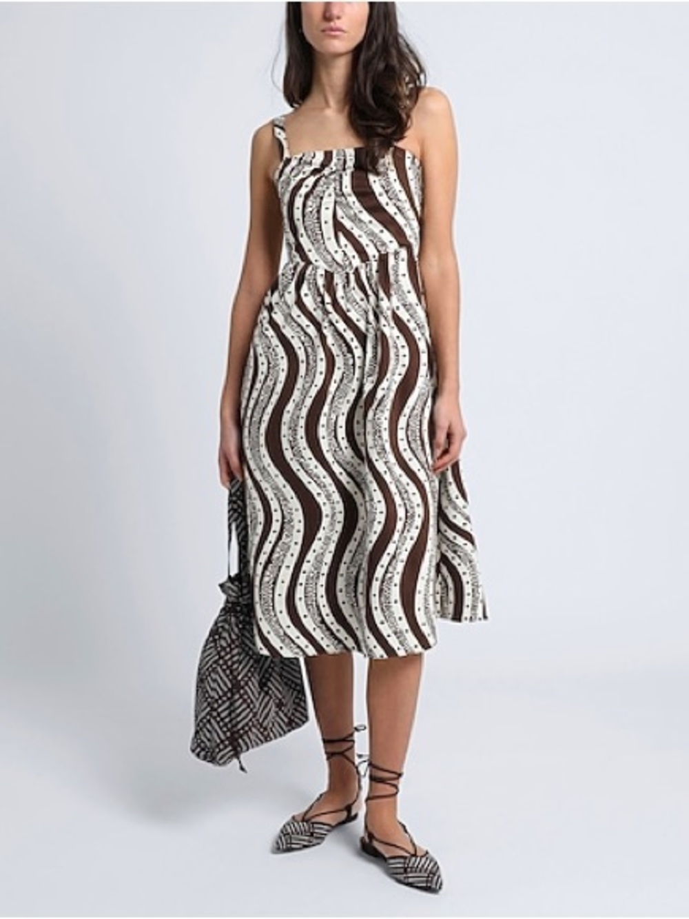 MAX&Co. x Duro Olowu chocolate brown patterned Midi dress Sz US 6